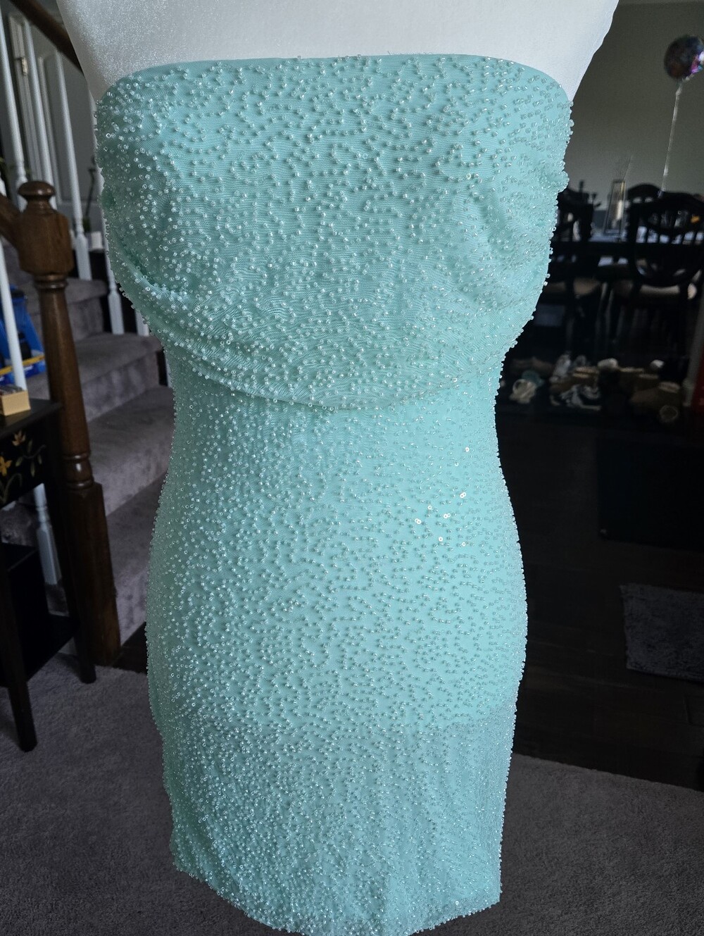 Windsor Jessa Beaded Mini Dress Large - Mint